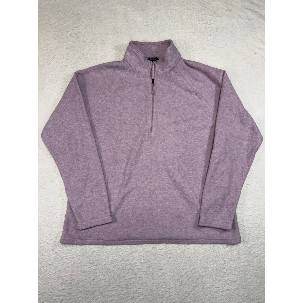 Eddie Bauer Womens XL Fleece Pullover Quarter Zip Heather Purple Lavender Top